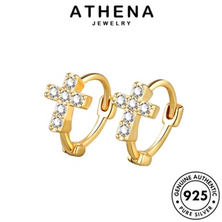 ATHENA JEWELRY แฟชั่น เครื่องประดับ เกาหลี เงิน ต้นฉบับ มอยส์ซาไนท์ ตุ้มหู ผู้หญิง ห่วง แท้ 925 ต่างหู Silver ไดมอนด์ ข้าม เครื่องประดับ หนีบ โกลด์ E352