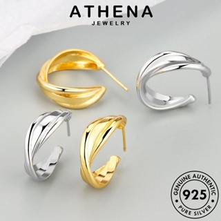 ATHENA JEWELRY ต่างหู เครื่องประดับ ต้นฉบับ ตุ้มหู Silver เกาหลี แฟชั่น ผู้หญิง C แท้ ทอง 925 เงิน เครื่องประดับ หนีบ รูปครึ่งวงกลมรูปตัว ห่วง E403