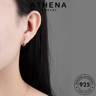 ATHENA JEWELRY ไดมอนด์ แท้ 925 เงิน เครื่องประดับ ตุ้มหู กลม เครื่องประดับ Silver ต้นฉบับ โกลด์ เกาหลี มอยส์ซาไนท์ แฟชั่น ผู้หญิง หนีบ ต่างหู ห่วง E405