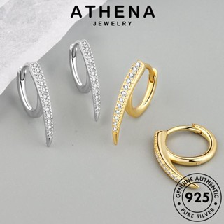 ATHENA JEWELRY แท้ แฟชั่น เครื่องประดับ ห่วง เงิน ผู้หญิง ไดมอนด์ Silver 925 เครื่องประดับ กลม ตุ้มหู ต้นฉบับ มอยส์ซาไนท์ เกาหลี หนีบ ต่างหู โกลด์ E406