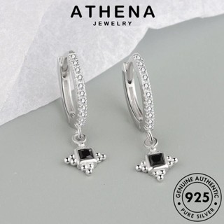 ATHENA JEWELRY ต้นฉบับ ต่างหู เครื่องประดับ เครื่องประดับ 925 โกลด์ มอยส์ซาไนท์ หนีบ สี่เหลี่ยม แท้ แฟชั่น เกาหลี ห่วง ไดมอนด์ เงิน ตุ้มหู ผู้หญิง Silver E415