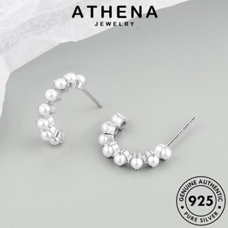 ATHENA JEWELRY ต้นฉบับ ไข่มุกทอง เครื่องประดับ 925 แฟชั่น ต่างหู เครื่องประดับ Silver ห่วง C ตุ้มหู หนีบ เงิน ผู้หญิง เกาหลี รูปครึ่งวงกลมรูปตัว แท้ E420