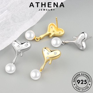 ATHENA JEWELRY แท้ ไข่มุกทอง ต้นฉบับ ตุ้มหู แฟชั่น 925 ผู้หญิง เครื่องประดับ เงิน หนีบ เกาหลี ต่างหู ห่วง เครื่องประดับ Silver รัก E384