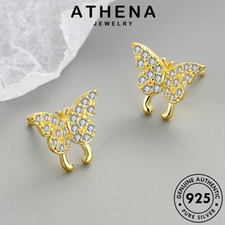 ATHENA JEWELRY เครื่องประดับ โกลด์ เกาหลี แฟชั่น ต่างหู แท้ มอยส์ซาไนท์ ผีเสื้อ Silver ตุ้มหู เครื่องประดับ ไดมอนด์ ห่วง ผู้หญิง เงิน ต้นฉบับ หนีบ 925 E387