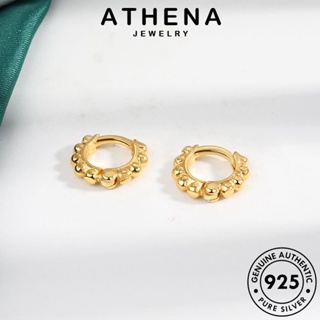 ATHENA JEWELRY 925 เงิน ห่วง ตุ้มหู เกาหลี ต่างหู หนีบ กลม ผู้หญิง เครื่องประดับ เครื่องประดับ Silver แฟชั่น ต้นฉบับ แท้ ทอง E431