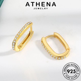 ATHENA JEWELRY เงิน แท้ เครื่องประดับ ตุ้มหู เครื่องประดับ ไดมอนด์ เกาหลี แฟชั่น โกลด์ ต้นฉบับ 925 วงรี หนีบ มอยส์ซาไนท์ ผู้หญิง ต่างหู ห่วง Silver E435