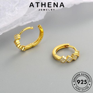 ATHENA JEWELRY เงิน เครื่องประดับ ผู้หญิง ตุ้มหู โกลด์ โคลเวอร์สี่ใบ เกาหลี หนีบ มอยส์ซาไนท์ แฟชั่น ต้นฉบับ ไดมอนด์ ต่างหู เครื่องประดับ แท้ 925 ห่วง Silver E470