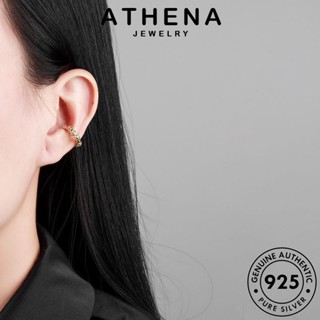 ATHENA JEWELRY ผู้หญิง ตุ้มหู เครื่องประดับ Silver แท้ เงิน ต่างหู หนีบ ทอง 925 แฟชั่น รูปตัวซี เครื่องประดับ เกาหลี ต้นฉบับ ห่วง E473