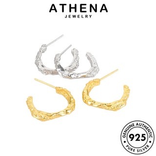 ATHENA JEWELRY 925 ตุ้มหู ทอง แท้ เครื่องประดับ เกาหลี ไม่สม่ำเสมอ ต่างหู Silver หนีบ เงิน ต้นฉบับ ผู้หญิง ห่วง เครื่องประดับ แฟชั่น E514