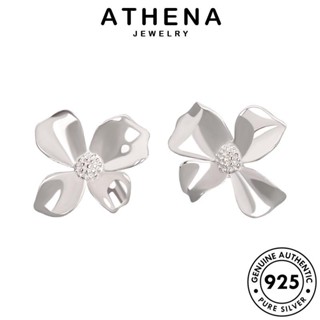 ATHENA JEWELRY ห่วง หนีบ 925 ผู้หญิง เครื่องประดับ เงิน ดอกไม้ เครื่องประดับ แฟชั่น ต่างหู ต้นฉบับ เกาหลี แท้ ทอง ตุ้มหู Silver E543