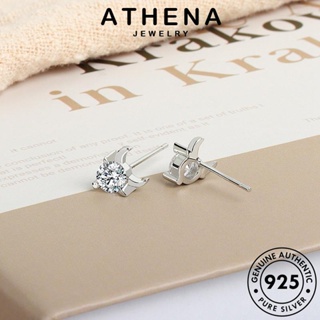 ATHENA JEWELRY 925 หนีบ มอยส์ซาไนท์ไดมอนด์ ตุ้มหู ผู้หญิง ต่างหู ต้นฉบับ เกาหลี เครื่องประดับ แท้ แฟชั่น เครื่องประดับ เงิน ห่วง Silver วัว E551