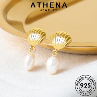 ATHENA JEWELRY ต่างหู หนีบ ผู้หญิง ห่วง เกาหลี Silver 925 ตุ้มหู เงิน แท้ เครื่องประดับ ต้นฉบับ เครื่องประดับ แฟชั่น ไข่มุกทอง เปลือก E552