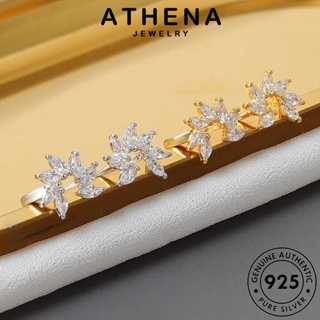 ATHENA JEWELRY ต่างหู มอยส์ซาไนท์ เครื่องประดับ เงิน แท้ 925 หนีบ แฟชั่น เกาหลี ไดมอนด์ Silver เครื่องประดับ โกลด์ ต้นฉบับ ตุ้มหู ห่วง ผู้หญิง ดอกไม้ E560