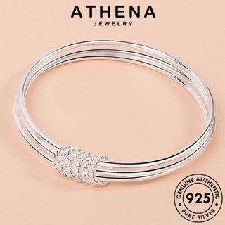 ATHENA JEWELRY เครื่องประดับ กำไลข้อมือ ผู้หญิง แท้ ผู้หญิง 925 เกาหลี วงกลมสามวงที่เรียบง่าย เครื่องประดับ แฟชั่น กำไล Silver ต้นฉบับ เงิน B13