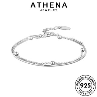 ATHENA JEWELRY กำไลข้อมือ เครื่องประดับ สองชั้นที่เรียบง่าย ผู้หญิง เครื่องประดับ เงิน 925 กำไล แท้ ต้นฉบับ เกาหลี Silver แฟชั่น ผู้หญิง B87