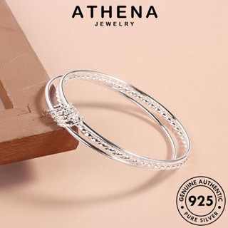 ATHENA JEWELRY เครื่องประดับ ต้นฉบับ กำไลข้อมือ แท้ 925 ผู้หญิง ผู้หญิง เกาหลี ขดลวดสามอย่างง่าย เงิน แฟชั่น กำไล เครื่องประดับ Silver B254