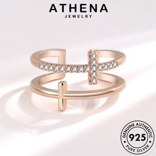 ATHENA JEWELRY เกาหลี ต้นฉบับ โกลด์ แฟชั่น เครื่องประดับ Silver 925 ไดมอนด์ เงิน แหวน ผู้หญิง เครื่องประดับ ข้ามคลาสสิก มอยส์ซาไนท์ แท้ R37