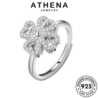 ATHENA JEWELRY ผู้หญิง โคลเวอร์สี่ใบส่วนบุคคล แท้ เครื่องประดับ มอยส์ซาไนท์ไดมอนด์ Silver เงิน 925 ต้นฉบับ แฟชั่น แหวน เครื่องประดับ เกาหลี R46