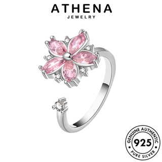 ATHENA JEWELRY 925 แหวน ผู้หญิง เครื่องประดับ แฟชั่น เงิน เครื่องประดับ คริสตัลเพชรสีชมพู Silver แท้ ดอกไม้ที่สร้างสรรค์ ต้นฉบับ เกาหลี R52