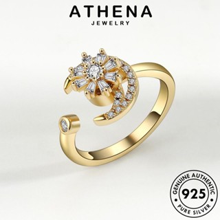 ATHENA JEWELRY ดวงจันทร์แฟชั่น 925 เกาหลี โกลด์ เครื่องประดับ ต้นฉบับ ผู้หญิง เงิน เครื่องประดับ มอยส์ซาไนท์ แหวน แฟชั่น แท้ ไดมอนด์ Silver R23