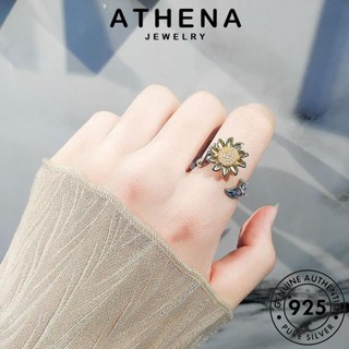 ATHENA JEWELRY ไดมอนด์ เครื่องประดับ เกาหลี ต้นฉบับ โกลด์ แฟชั่น แท้ มอยส์ซาไนท์ 925 แหวน ดอกทานตะวันส่วนบุคคล เครื่องประดับ ผู้หญิง เงิน Silver R80