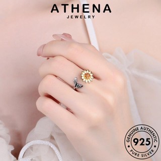 ATHENA JEWELRY ต้นฉบับ แฟชั่น แหวน ทองทับทิม เครื่องประดับ เงิน เครื่องประดับ Silver ผู้หญิง ดอกทานตะวันส่วนบุคคล เกาหลี แท้ 925 R130