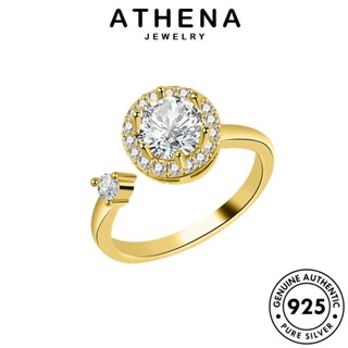 ATHENA JEWELRY 925 โกลด์ มอยส์ซาไนท์ เงิน เกาหลี แท้ ผู้หญิง แฟชั่น แหวน Silver เครื่องประดับ ไดมอนด์ เครื่องประดับ อารมณ์กลม ต้นฉบับ R141