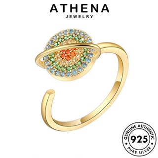 ATHENA JEWELRY 925 แหวน เงิน เครื่องประดับ แฟชั่น ดาวเคราะห์แฟชั่น อความารีนโกลด์ เครื่องประดับ เกาหลี Silver แท้ ต้นฉบับ ผู้หญิง R142