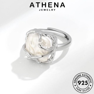 ATHENA JEWELRY แฟชั่น เครื่องประดับ แหวน เกาหลี 925 ผู้หญิง เครื่องประดับ เรขาคณิตย้อนยุค เงิน Silver ไข่มุก ต้นฉบับ แท้ R117