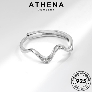 ATHENA JEWELRY ต้นฉบับ 925 เกาหลี มอยส์ซาไนท์ไดมอนด์ แหวน เครื่องประดับ แฟชั่น เครื่องประดับ ผู้หญิง คลื่นที่เรียบง่าย แท้ เงิน Silver R179