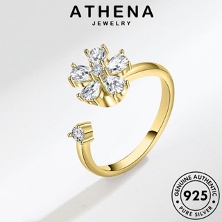 ATHENA JEWELRY ผู้หญิง ต้นฉบับ Silver ลัคกี้โคลเวอร์ แท้ 925 เกาหลี เครื่องประดับ เงิน โกลด์ ไดมอนด์ แฟชั่น แหวน มอยส์ซาไนท์ เครื่องประดับ R145