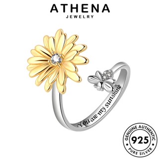 ATHENA JEWELRY ต้นฉบับ ไดมอนด์ มอยส์ซาไนท์ เงิน เกาหลี โกลด์ แท้ 925 เครื่องประดับ Silver แหวน แฟชั่น ดอกทานตะวันส่วนบุคคล เครื่องประดับ ผู้หญิง R202