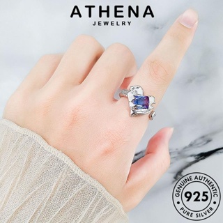 ATHENA JEWELRY เกาหลี เงิน ต้นฉบับ 925 เครื่องประดับ แท้ แหวน แฟชั่น เครื่องประดับ Silver ผู้หญิง ตารางง่ายๆ โมรา R203