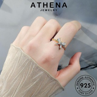 ATHENA JEWELRY เกาหลี โบว์สร้างสรรค์ Silver แท้ แหวน ไดมอนด์ เครื่องประดับ แฟชั่น โกลด์ เครื่องประดับ เงิน มอยส์ซาไนท์ ผู้หญิง ต้นฉบับ 925 R212