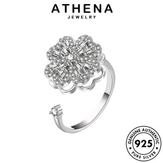 ATHENA JEWELRY เงิน แท้ แฟชั่น เครื่องประดับ เครื่องประดับ เกาหลี Silver มอยส์ซาไนท์ไดมอนด์ โคลเวอร์สี่ใบ ผู้หญิง ต้นฉบับ 925 แหวน R256