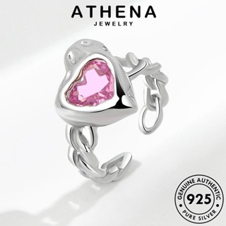 ATHENA JEWELRY แฟชั่น เครื่องประดับ เงิน แท้ ความรักที่สร้างสรรค์ ต้นฉบับ เครื่องประดับ เกาหลี 925 คู่รัก แหวน คริสตัลเพชรสีชมพู Silver R262