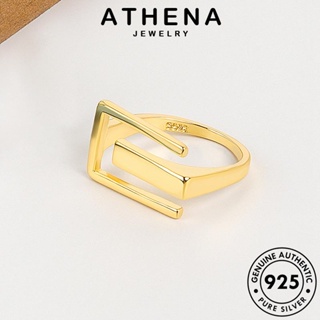 ATHENA JEWELRY เงิน ทอง เครื่องประดับ Silver เครื่องประดับ แฟชั่น สี่เหลี่ยมกลวง แหวน เกาหลี แท้ 925 ผู้หญิง ต้นฉบับ R282