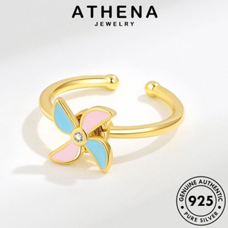 ATHENA JEWELRY Silver ไดมอนด์ เครื่องประดับ แฟชั่น เกาหลี แหวน เครื่องประดับ ผู้หญิง มอยส์ซาไนท์ กังหันลมหมุน โกลด์ 925 แท้ เงิน ต้นฉบับ R332