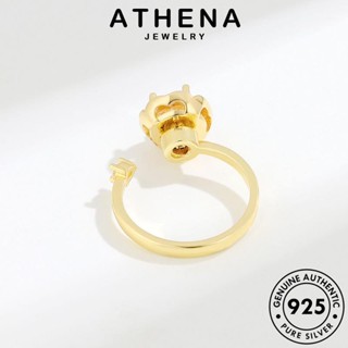 ATHENA JEWELRY เครื่องประดับ โกลด์ ดอกไม้ที่เรียบง่าย เกาหลี Silver ผู้หญิง ไดมอนด์ แท้ 925 มอยส์ซาไนท์ เครื่องประดับ ต้นฉบับ เงิน แหวน แฟชั่น R328