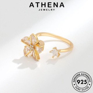 ATHENA JEWELRY แท้ 925 ไดมอนด์ ต้นฉบับ ดอกไม้หมุน เกาหลี เครื่องประดับ แหวน ผู้หญิง โกลด์ Silver เงิน เครื่องประดับ มอยส์ซาไนท์ แฟชั่น R366