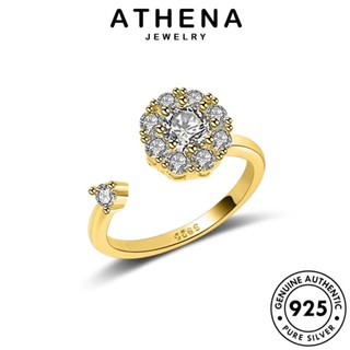 ATHENA JEWELRY เกาหลี เครื่องประดับ แหวน 925 ไดมอนด์ ลูกปัดกลมธรรมดา มอยส์ซาไนท์ เงิน แท้ ผู้หญิง เครื่องประดับ Silver ต้นฉบับ โกลด์ แฟชั่น R368