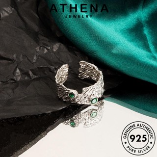 ATHENA JEWELRY เกาหลี แหวน ต้นฉบับ 925 ทองมรกต เครื่องประดับ Silver พื้นผิวอารมณ์ แท้ เครื่องประดับ ผู้หญิง แฟชั่น เงิน R395