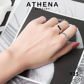 ATHENA JEWELRY ผู้หญิง 925 เงิน เครื่องประดับ ต้นฉบับ Silver เกาหลี ทอง ตารางง่ายๆ แหวน เครื่องประดับ แท้ แฟชั่น R402