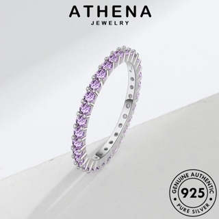 ATHENA JEWELRY เครื่องประดับ เกาหลี Silver แท้ พลอยสีม่วง 925 เครื่องประดับ ผู้หญิง แถวเพชรที่สง่างาม แหวน ต้นฉบับ แฟชั่น เงิน R446