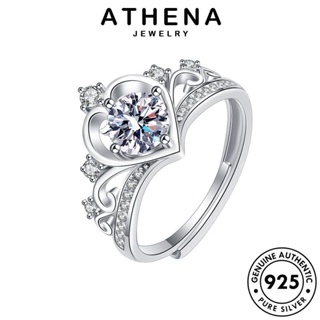 ATHENA JEWELRY Silver มอยส์ซาไนท์ไดมอนด์ เกาหลี แหวน ต้นฉบับ เงิน เครื่องประดับ มงกุฎ เครื่องประดับ 925 ผู้หญิง แท้ แฟชั่น R470