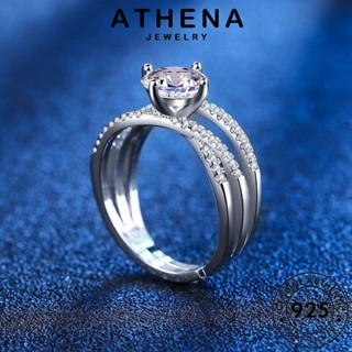 ATHENA JEWELRY 925 แฟชั่น เครื่องประดับ Silver เกาหลี ผู้หญิง มอยส์ซาไนท์ไดมอนด์ ต้นฉบับ เครื่องประดับ ซันเซย์ เงิน แหวน แท้ R474