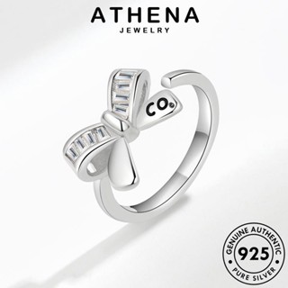 ATHENA JEWELRY แหวน เกาหลี ผู้หญิง 925 แท้ มอยส์ซาไนท์ไดมอนด์ เครื่องประดับ แฟชั่น เงิน ต้นฉบับ เครื่องประดับ โบว์ง่ายๆ Silver R518