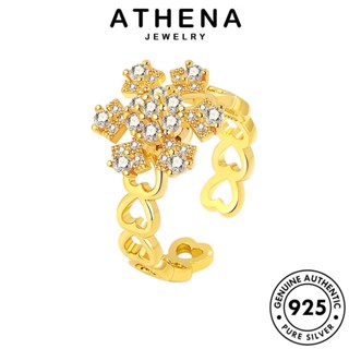 ATHENA JEWELRY เกาหลี ผู้หญิง เครื่องประดับ โกลด์ เครื่องประดับ แฟชั่น เงิน มอยส์ซาไนท์ ต้นฉบับ แท้ เกล็ดหิมะหมุน ไดมอนด์ 925 Silver แหวน R537