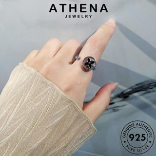 ATHENA JEWELRY เงิน แท้ ผู้หญิง เกาหลี เครื่องประดับ เครื่องประดับ แบล็คไดมอนด์ แฟชั่น แหวน โคลเวอร์แฟชั่น Silver ออบซิเดียนโกลด์ ต้นฉบับ 925 R550