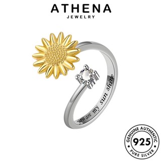 ATHENA JEWELRY เครื่องประดับ 925 แหวน แฟชั่น Silver แท้ ต้นฉบับ ไดมอนด์ โกลด์ ป๊อปทานตะวัน ผู้หญิง มอยส์ซาไนท์ เครื่องประดับ เกาหลี เงิน R553